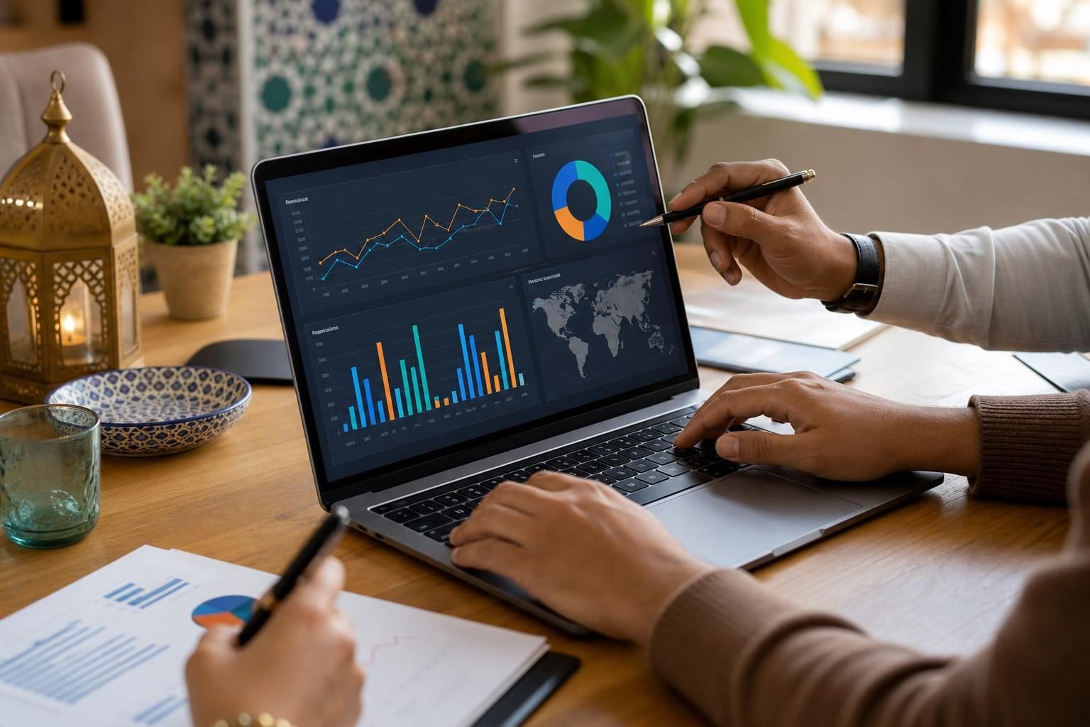 agence marketing digital Maroc — analyse de données de performance digitale en équipe | Maroc Web Solutions