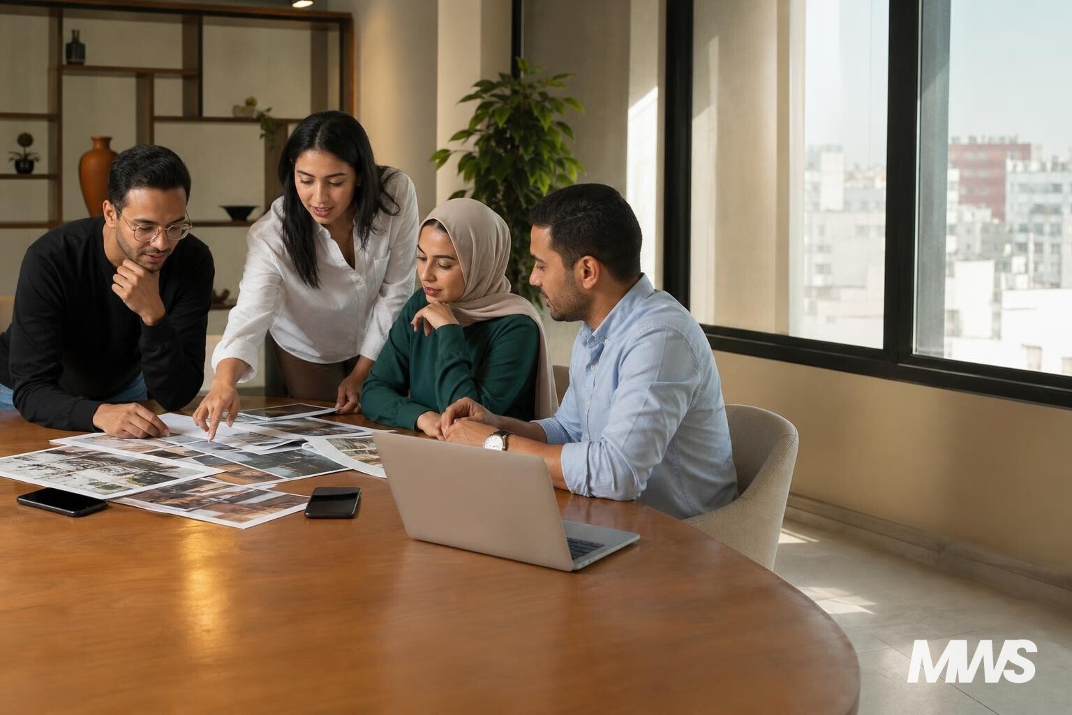 community management Maroc — équipe en réunion stratégie réseaux sociaux | Maroc Web Solutions