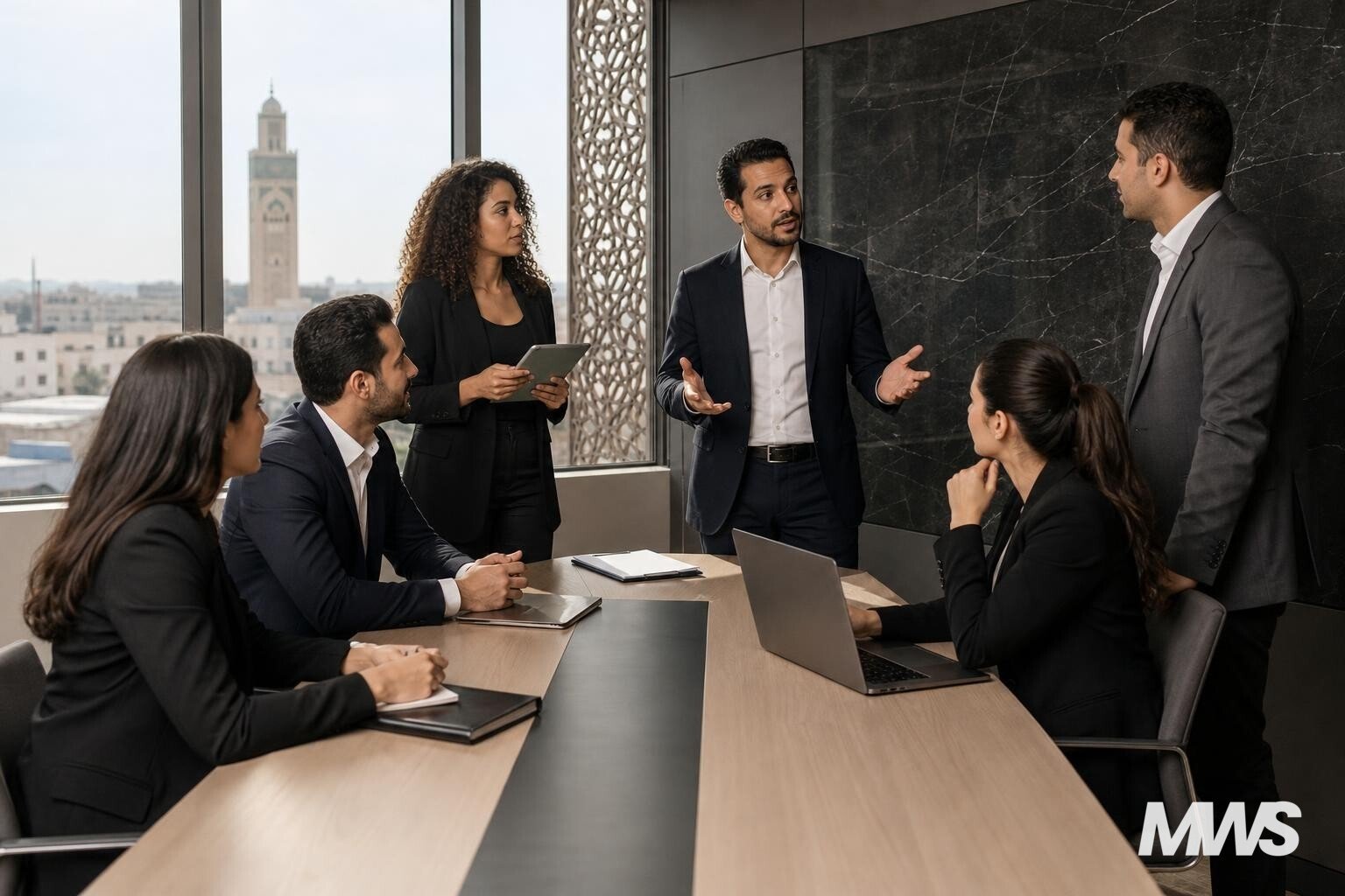 Des professionnels du marketing digital échangent lors d’une réunion à Casablanca