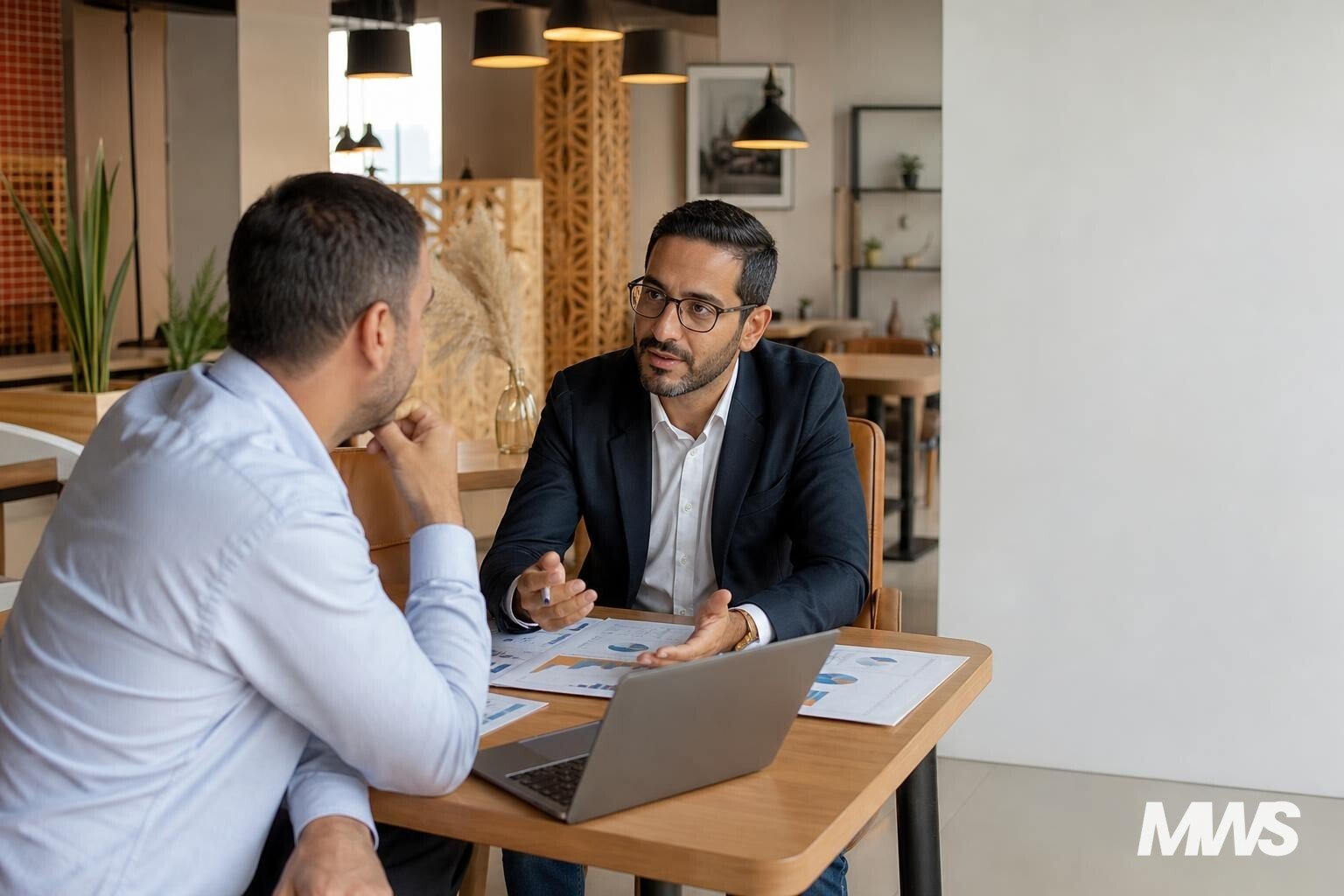 meilleure agence de marketing digital au maroc — consultant échangeant avec un client PME | Maroc Web Solutions