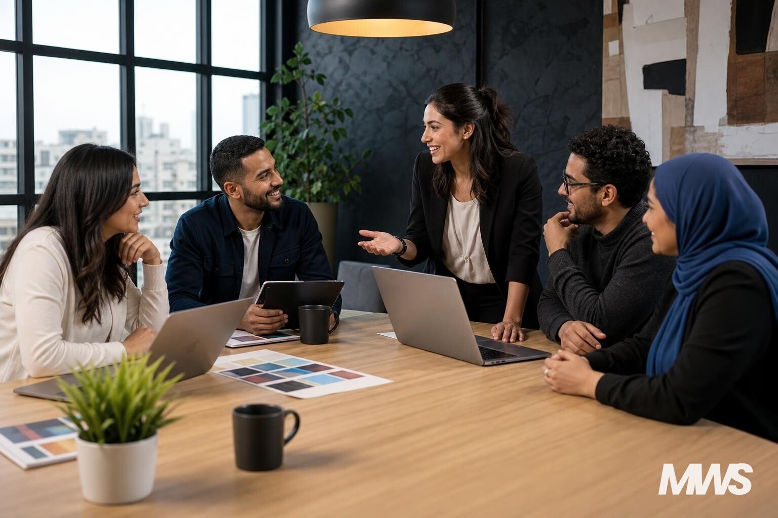 Réunion d’équipe Maroc Web Solutions sur la stratégie réseaux sociaux Maroc