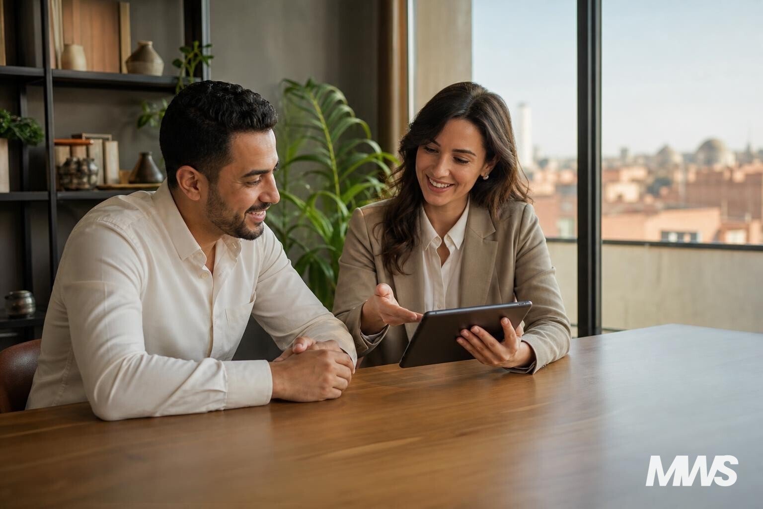 Un entrepreneur marocain échange avec un consultant sur la stratégie digitale