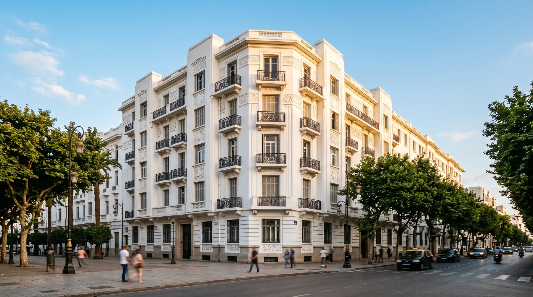 Immeuble art déco sur un boulevard de Casablanca