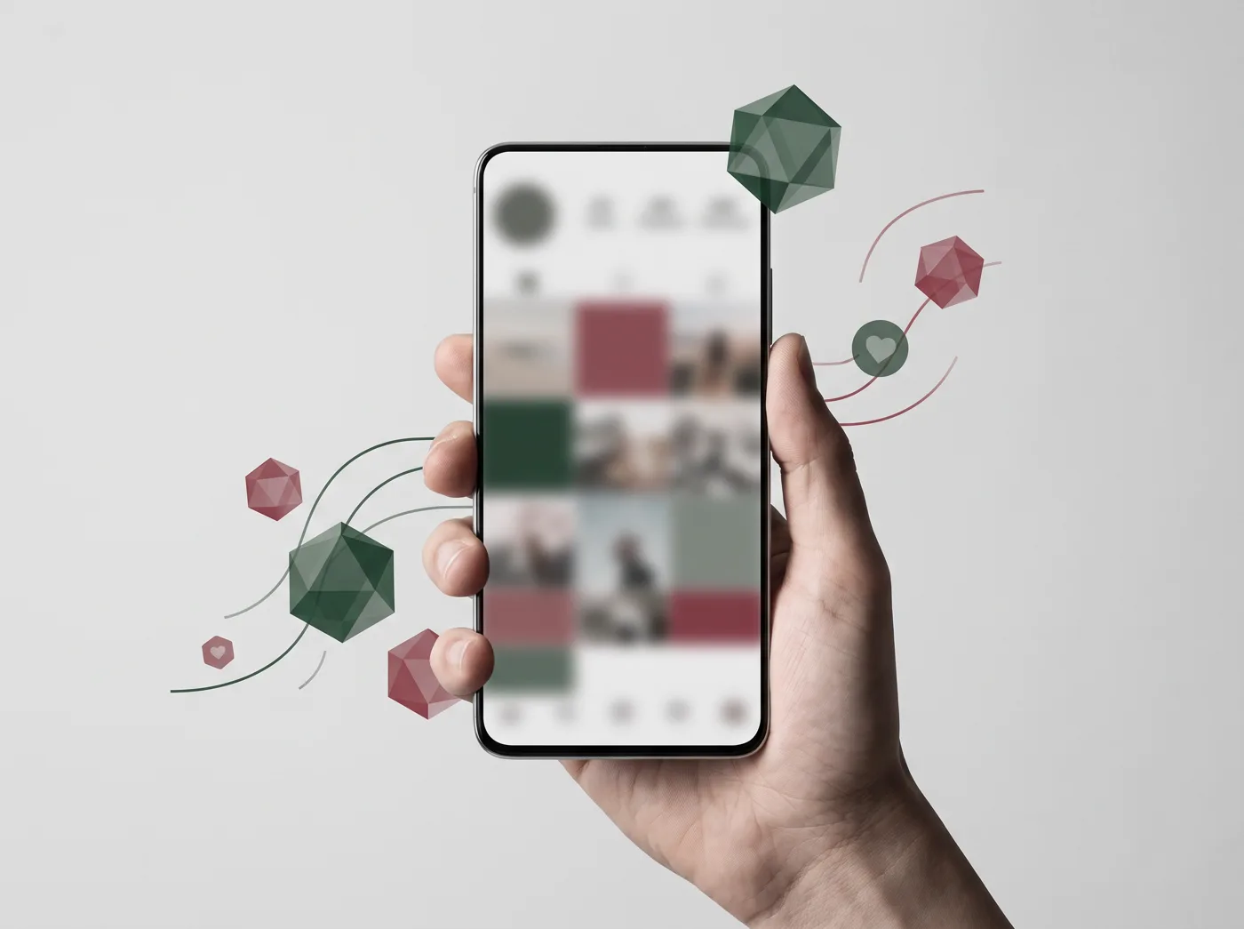 Smartphone affichant un fil Instagram, symbole des campagnes Meta Ads